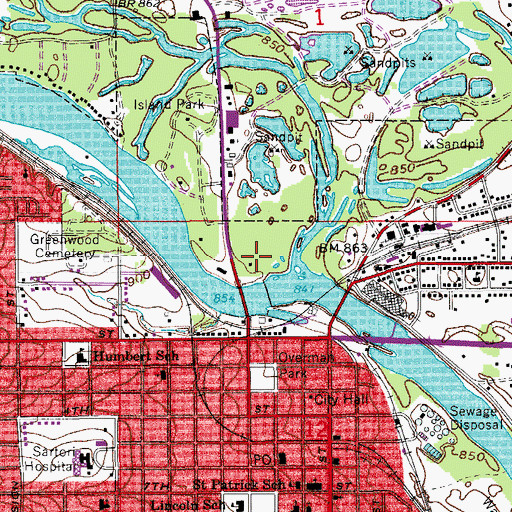 Topographic Map of Tourist Park, IA