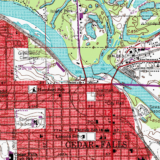 Topographic Map of Riverfront Park, IA