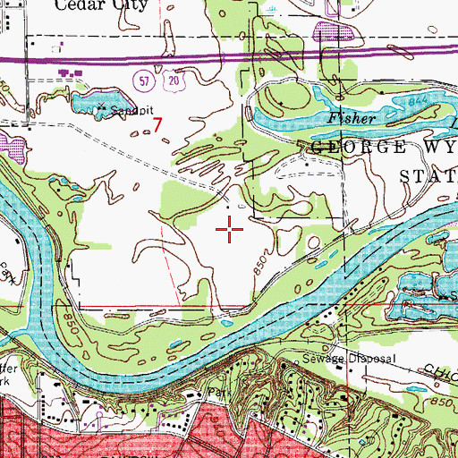 Topographic Map of Alice Wyth Lake, IA