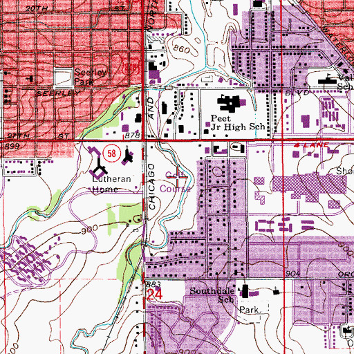 Topographic Map of University of Northern Iowa Golf Course (historical), IA