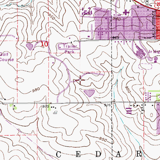 Topographic Map of Walters Ridge Golf Course, IA