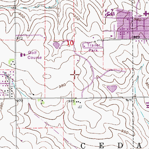 Topographic Map of Roger Birdsall Memorial Park, IA