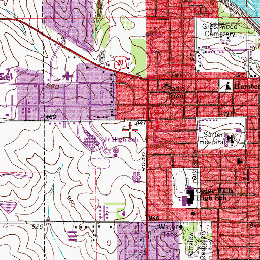Topographic Map of Holmes Park, IA