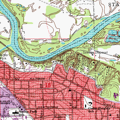 Topographic Map of Lookout Park, IA