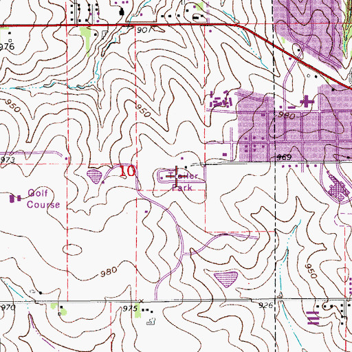 Topographic Map of High Acres Mobile Home Park, IA
