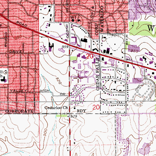 Topographic Map of Five Seasons Mobile Home Park, IA