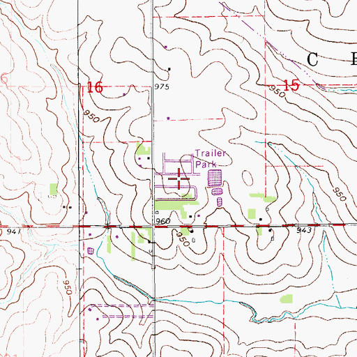 Topographic Map of Cedar Falls Mobile Home Village, IA