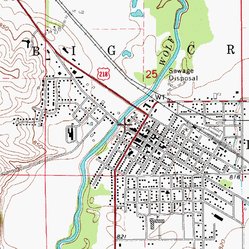Topographic Map of Hawkins Memorial Library, IA