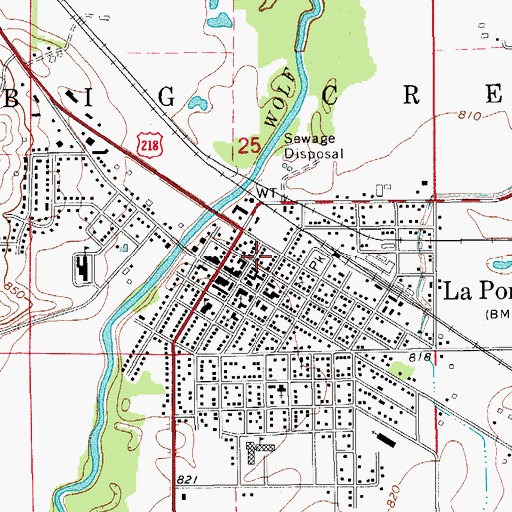 Topographic Map of La Porte City Post Office, IA