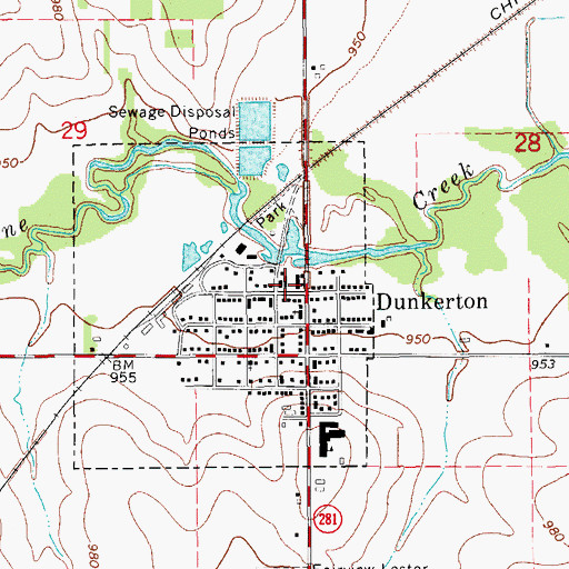 Topographic Map of Dunkerton Public Library, IA