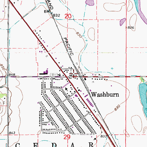 Topographic Map of Washburn, IA