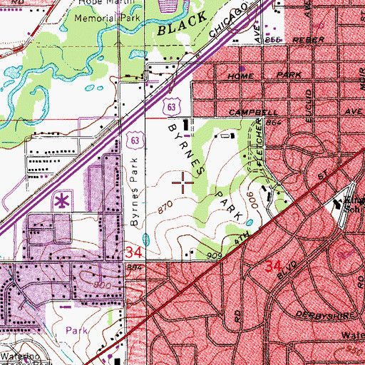 Topographic Map of Irv Warren Memorial Golf Course, IA