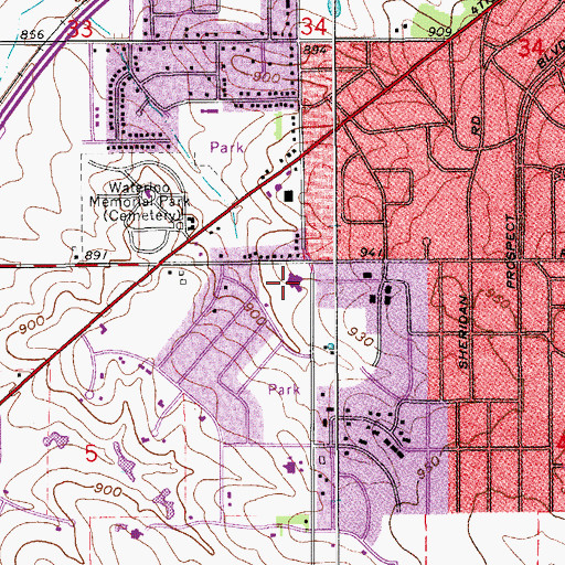 Topographic Map of Waterloo Christian School, IA