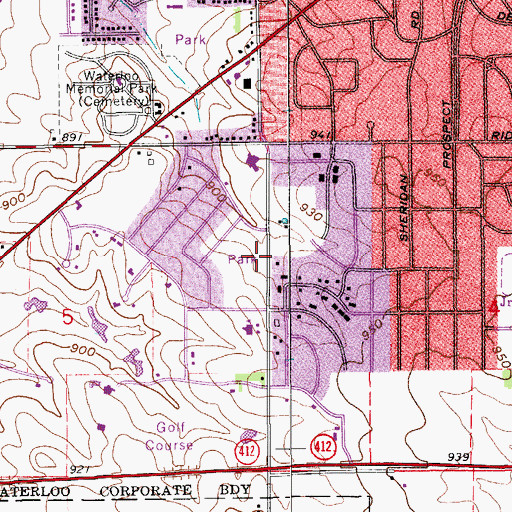 Topographic Map of Sulentic Park, IA