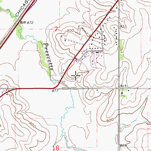 Topographic Map of Prairie Grove Park, IA