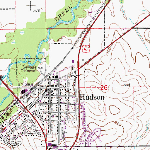 Topographic Map of Hudson Depot Museum, IA