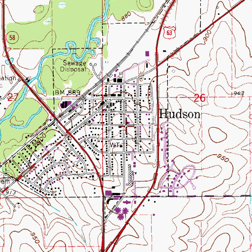 Topographic Map of Hudson United Methodist Church, IA