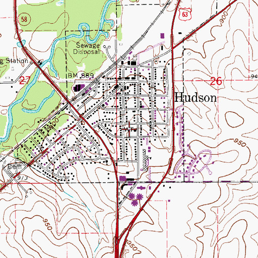 Topographic Map of Hudson Park, IA