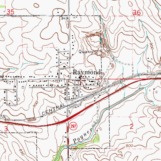 Topographic Map of Raymond City Hall, IA