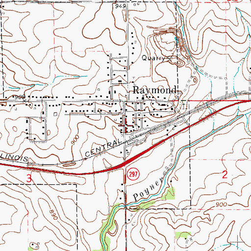 Topographic Map of Raymond Post Office, IA
