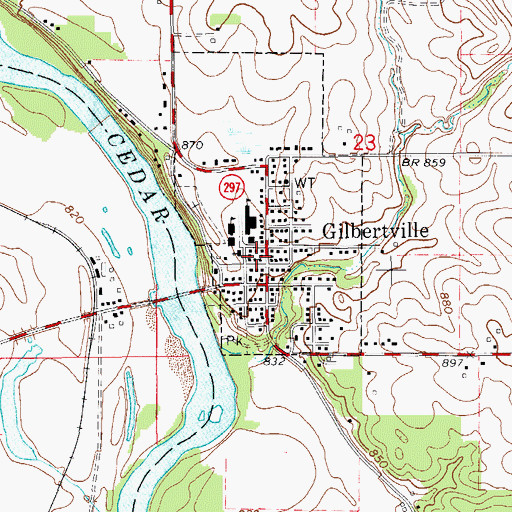 Topographic Map of Gilbertville Police Department, IA