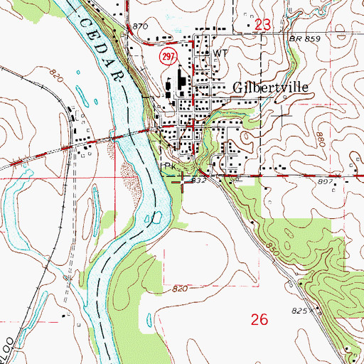 Topographic Map of Veterans Park, IA