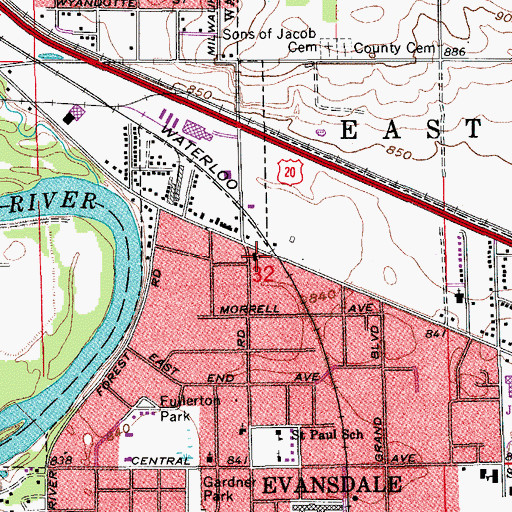 Topographic Map of First Reformed Church, IA