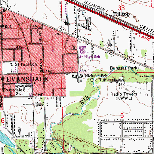 Topographic Map of Saint Nicholas Church, IA