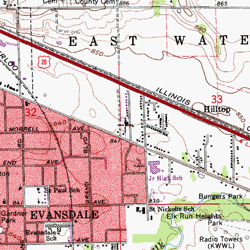 Topographic Map of Prince of Peace Lutheran Church, IA