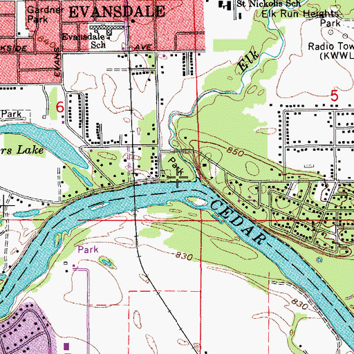 Topographic Map of Trail Rest Area, IA