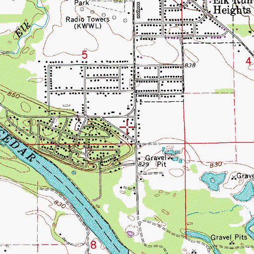 Topographic Map of Casebeer Park, IA