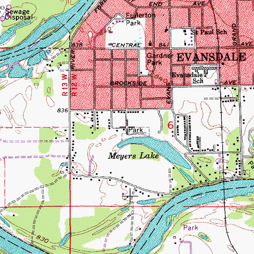 Topographic Map of Exchange Park, IA