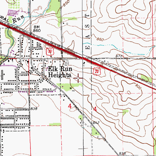 Topographic Map of Shirley Park, IA