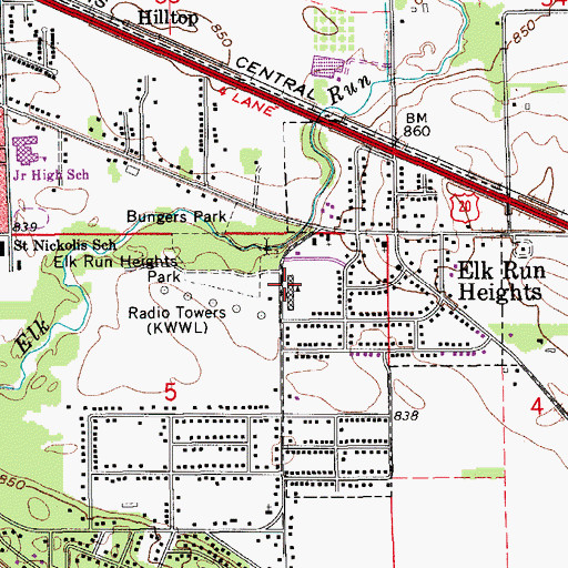 Topographic Map of Elk Run Early Childhood Center, IA