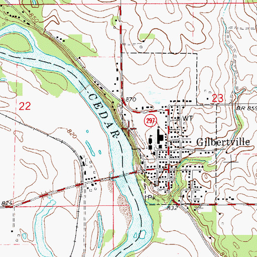 Topographic Map of Saint Marys Catholic Cemetery, IA