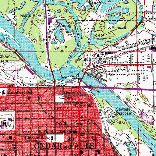 Topographic Map of Peter Melendy Park, IA