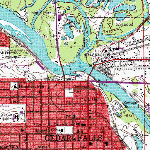 Topographic Map of Sturgis Park, IA