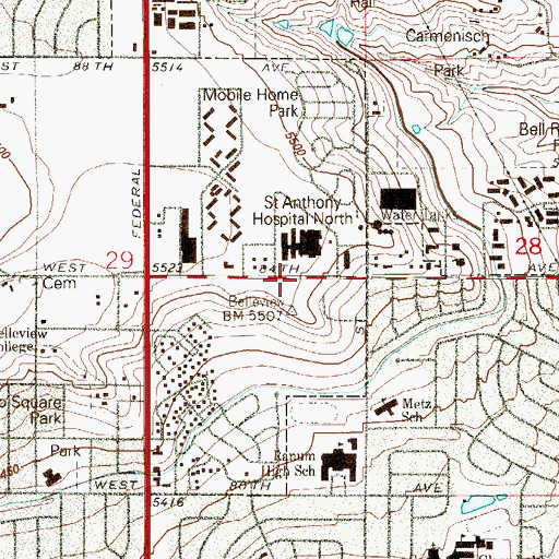 Topographic Map of Saint Anthony North Heliport, CO