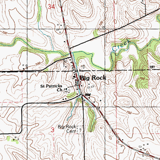 Topographic Map of Big Rock Post Office (historical), IA