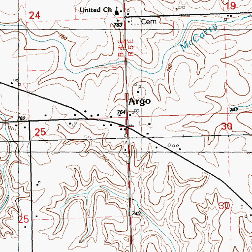 Topographic Map of Argo Post Office (historical), IA