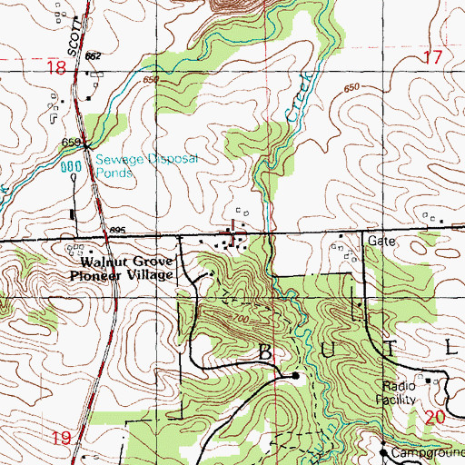 Topographic Map of Barrwood Post Office (historical), IA