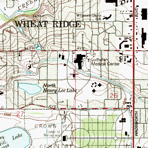 Topographic Map of Exempla Lutheran Medical Center Heliport, CO