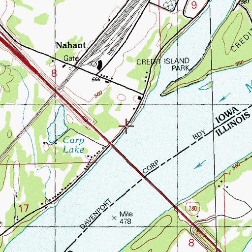 Topographic Map of Rockingham Post Office (historical), IA