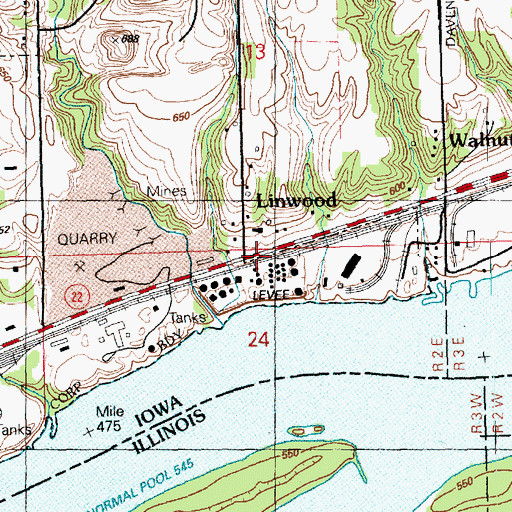 Topographic Map of White Sulphur Post Office (historical), IA