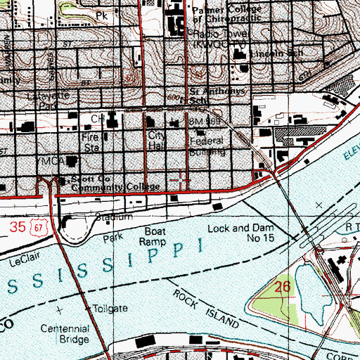 Topographic Map of Home of Dr John Emerson and Slave Dred Scott Historical Marker, IA