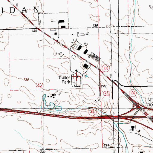 Topographic Map of Interstate RV Park and Campground, IA