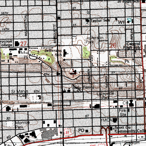 Topographic Map of Kahl Home for the Aged, IA