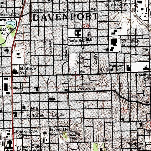 Topographic Map of Manor Care Health Services, IA