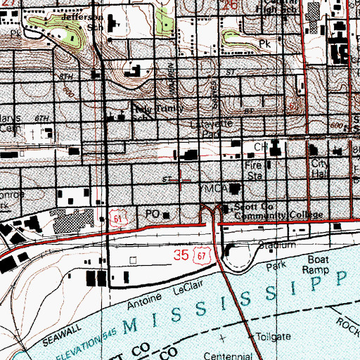 Topographic Map of Quad Cities Vineyard Christian Church, IA