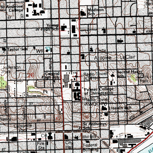 Topographic Map of Trinity Episcopal Cathedral, IA